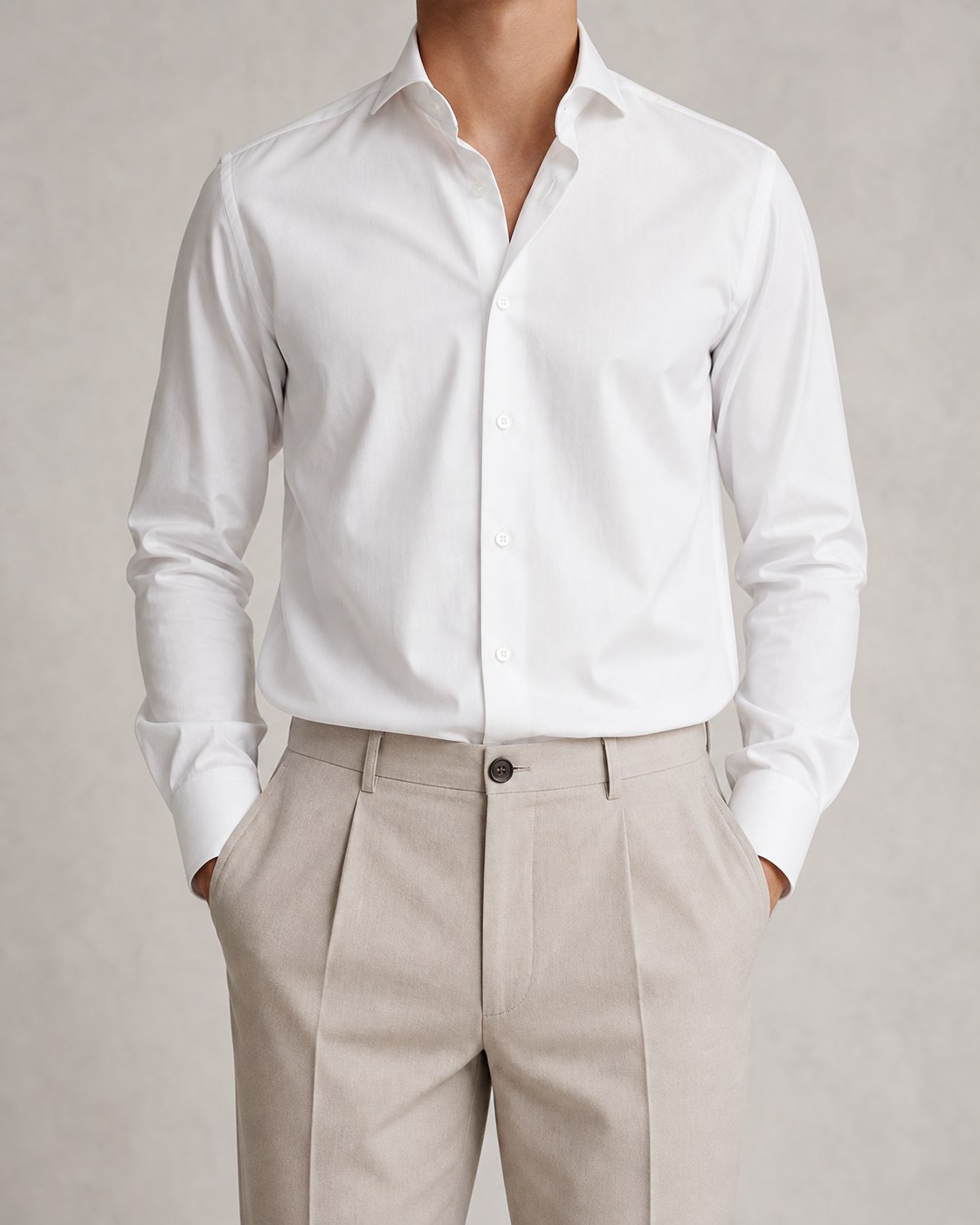 Model wearing White Structured Shirt